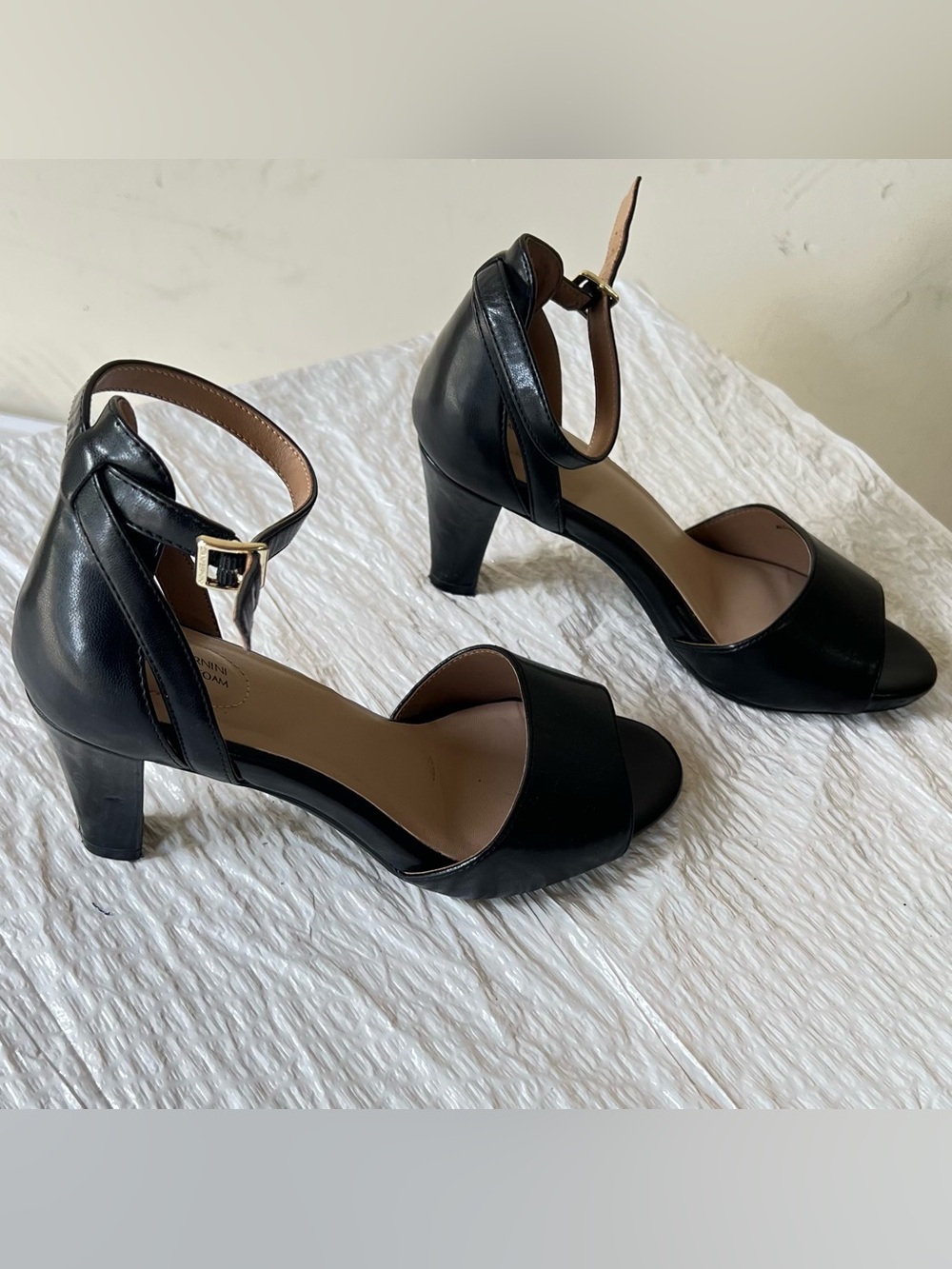 Giani Bernini Black Ankle-Strap Block Heel Sandals